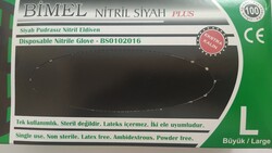 Bimel Plus Ekstra Kalın Siyah Pudrasız Nitril Muayene Eldiveni 100 Lü Paket - Thumbnail