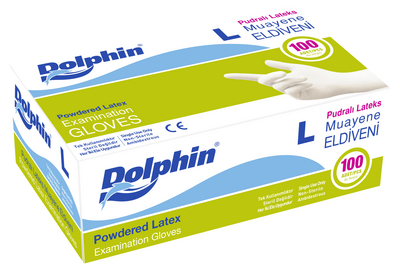 Dolphin Lateks Pudralı Muayene Eldiveni 1*100